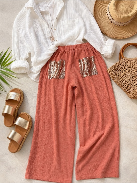 POL Pants - NEW! POL Salmon Pink Sequin Pocket Pants